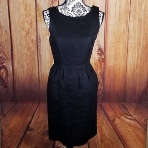 Nipon Petites Black Linen Dress w/ Criss Cross